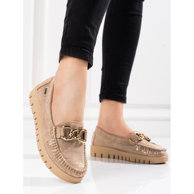 Goodin Mocassins femme Shelovet beige doré 1