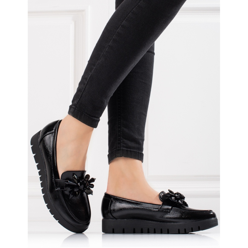 Goodin Mocassins noirs Shelovet pour femmes avec cristaux 2