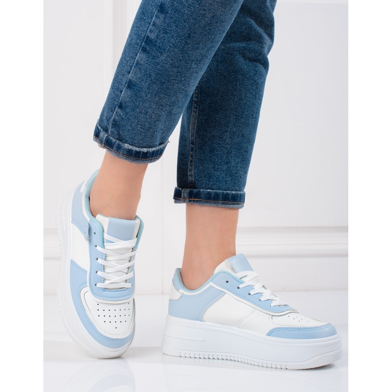 Baskets femme Shelovet blanc et bleu 1