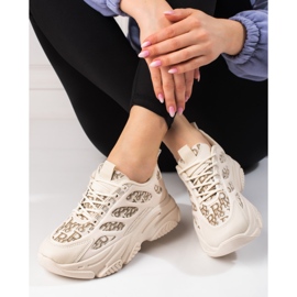 Baskets femme Shelovet sur semelle épaisse beige 1