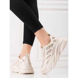 Baskets femme Shelovet sur semelle épaisse beige 2