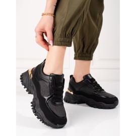 Baskets noires pour femmes sur la plateforme Shelovet le noir 1