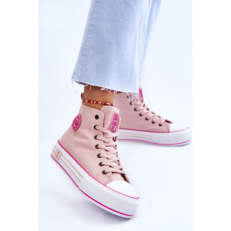 Baskets Plateforme Textile Haute Femme Big Star LL274186 Rose 2