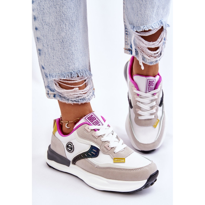 Baskets Sport Femme Big Star KK274099 Blanc et Beige blanche 1
