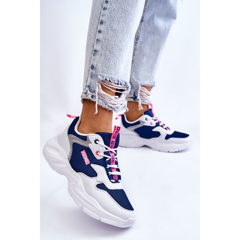 Chaussures Sports Légers Femme Big Star LL274376 Blanc et Marine bleu marine 2