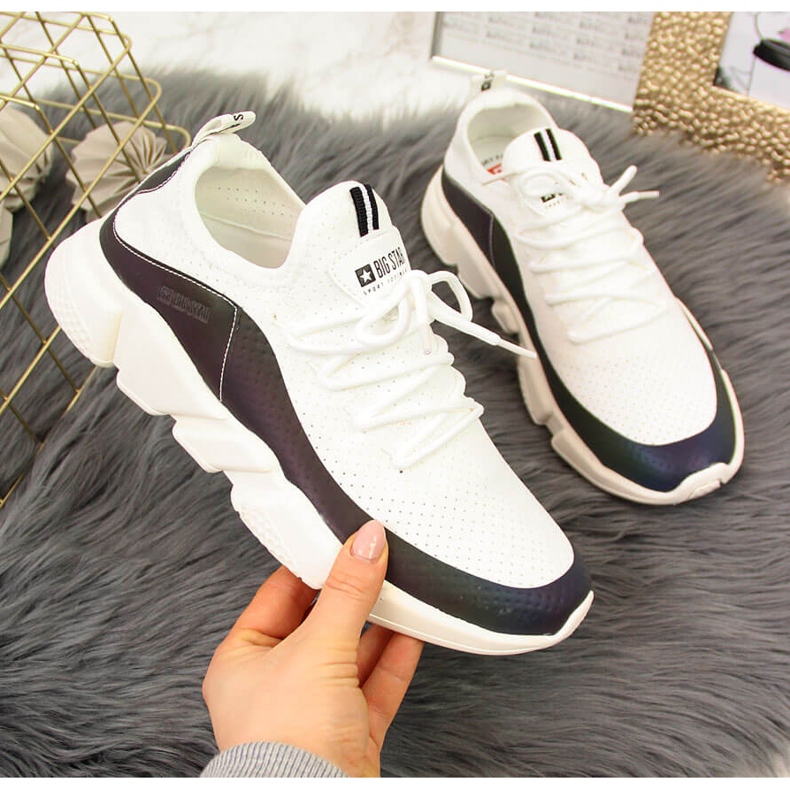 Chaussures de sport femme pétrole blanc Big Star FF274A052 2