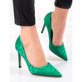 Escarpins femme Shelovet à motif léopard vert 2