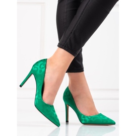 Escarpins femme Shelovet à motif léopard vert 1