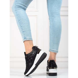 Baskets compensées Shelovet pour femmes avec motif le noir 1