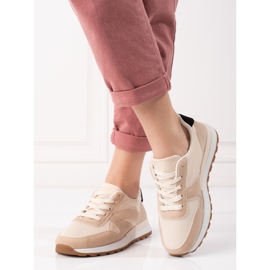 Chaussures de sport à lacets beiges Shelovet, femmes 1