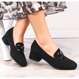 Chaussures à petit talon en daim noir Vinceza 10869 le noir 4