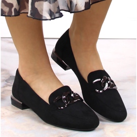 Chaussures femme en daim avec chaîne Sergio Leone MK739 le noir 3