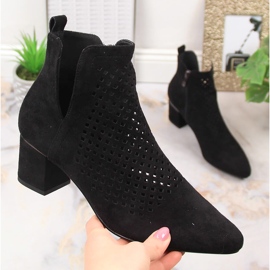 Bottines en daim ajouré noir pour femme Vinceza 10892 le noir 4