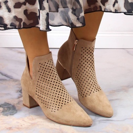 Bottines en daim beige ajouré femme Vinceza 10892 3