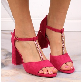 Sandales en daim pour femmes sur le poteau avec des zircons fuchsia Vinceza 20195 rose 3
