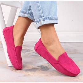 Evento Mocassins femme en daim fuchsia rose 6