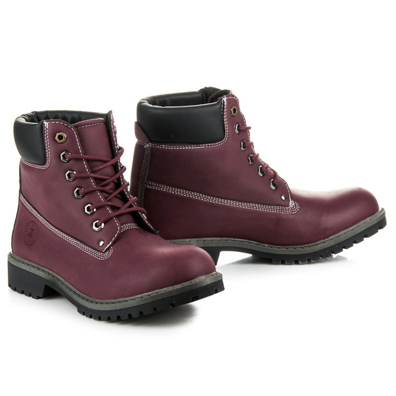Mckeylor Bottes de randonnée femme bordeaux rouge 1
