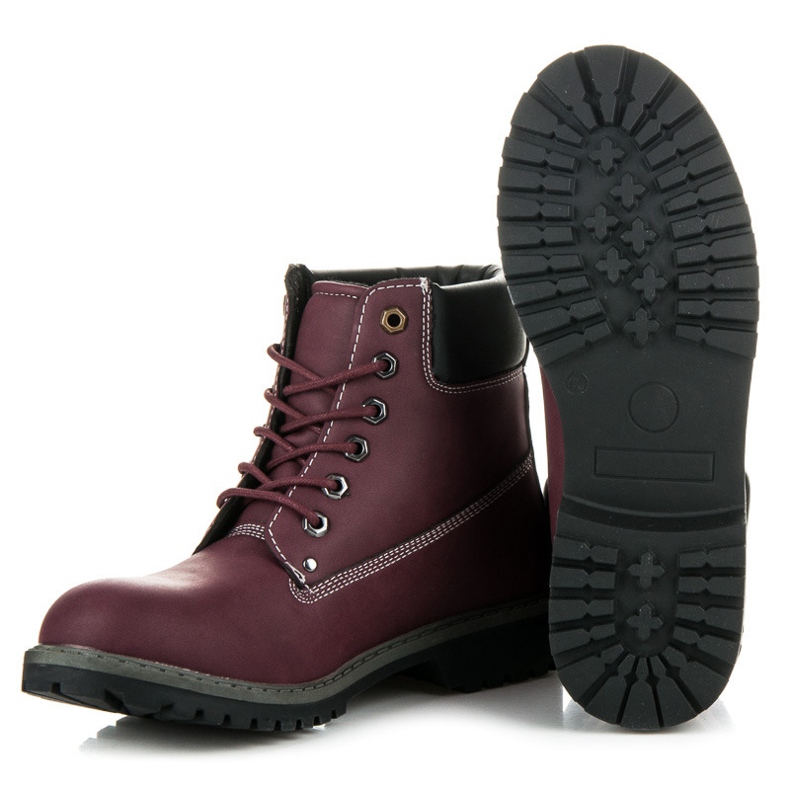 Mckeylor Bottes de randonnée femme bordeaux rouge 2