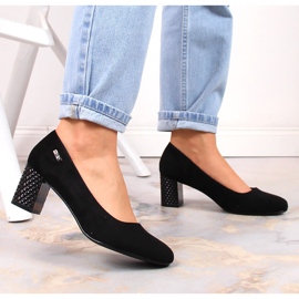 Escarpins en daim noir à talons décoratifs pour femmes Sergio Leone PB178 le noir 2