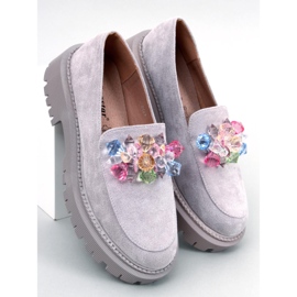 PA1 Stefani Grey mocassins plateforme à perles gris 2