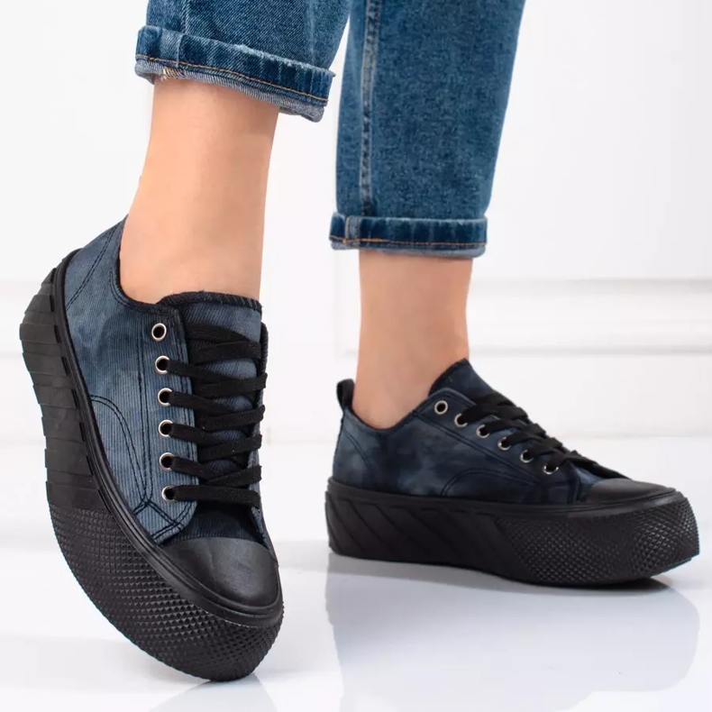 Baskets en velours côtelé Shelovet, femmes, bleu marine 1 Baskets en velours côtelé Shelovet, femmes, bleu marine 1