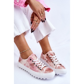 Baskets basses à la mode Big Star LL274044 Rose-Beige blanche 1