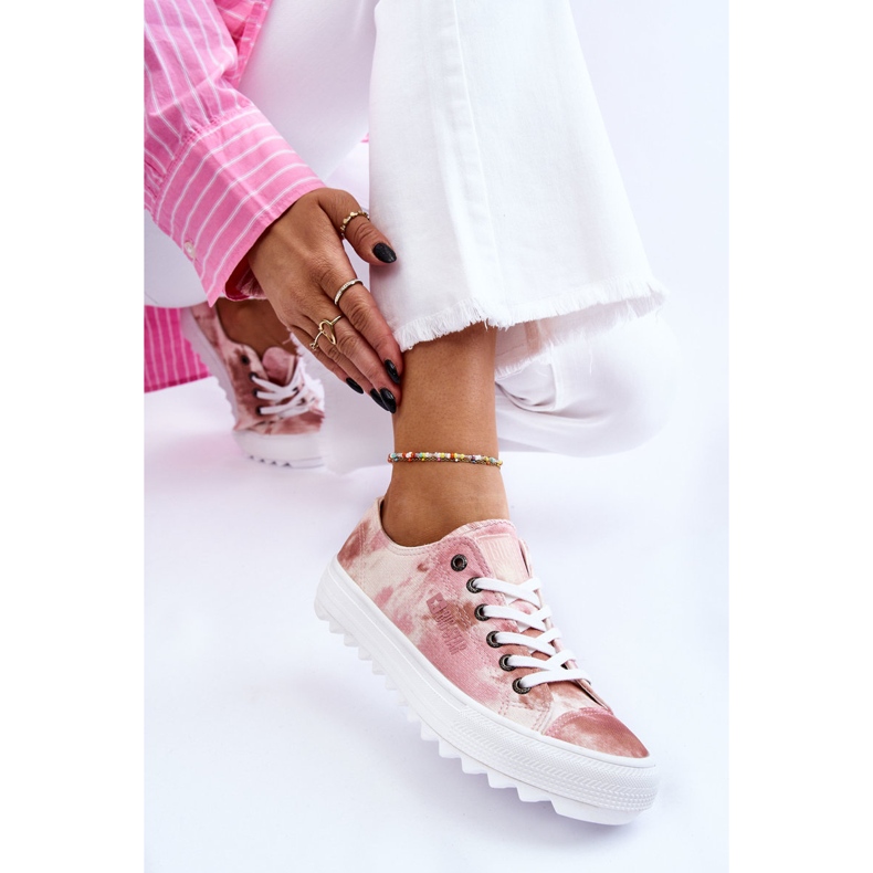Baskets basses à la mode Big Star LL274044 Rose-Beige blanc 2