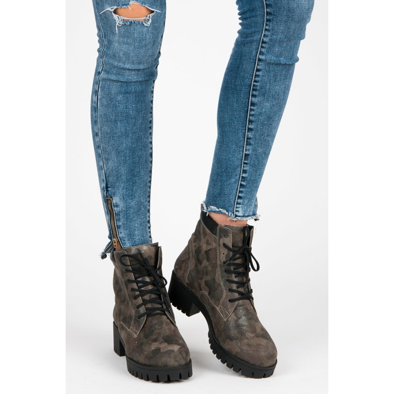 Vinceza Bottines à lacets avec protection vert 2