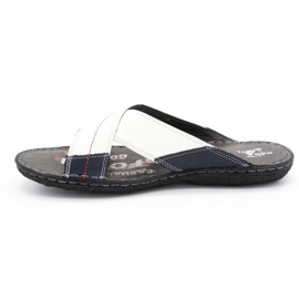 Kampol Chaussons cuir homme 200/B blanc blanche bleu marin 1 Kampol Chaussons cuir homme 200/B blanc blanche bleu marin 1