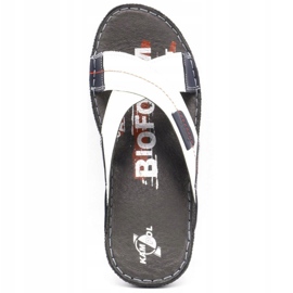 Kampol Chaussons cuir homme 200/B blanc bleu marine 7