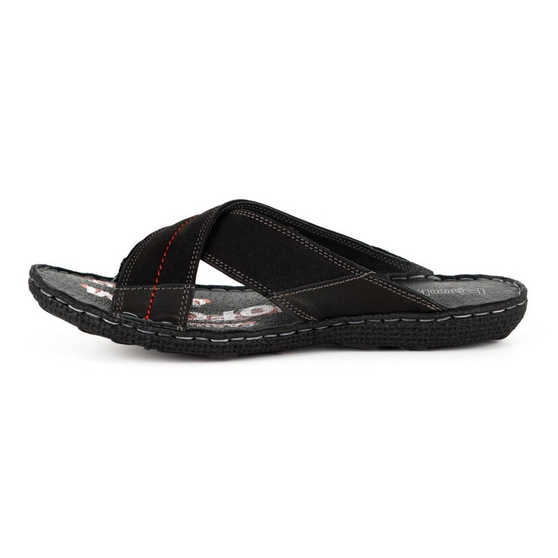 Kampol Chaussons cuir homme 200/3 nubuck noir le noir 4