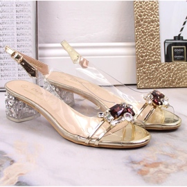 Sandales transparentes avec zircons or clair D&amp;A MR-X1012 d'or 9