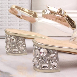 Sandales transparentes avec zircons or clair D&amp;A MR-X1012 d'or 11