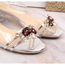 Sandales argentées transparentes pour femmes avec zircons D&amp;A MR-X1012 11