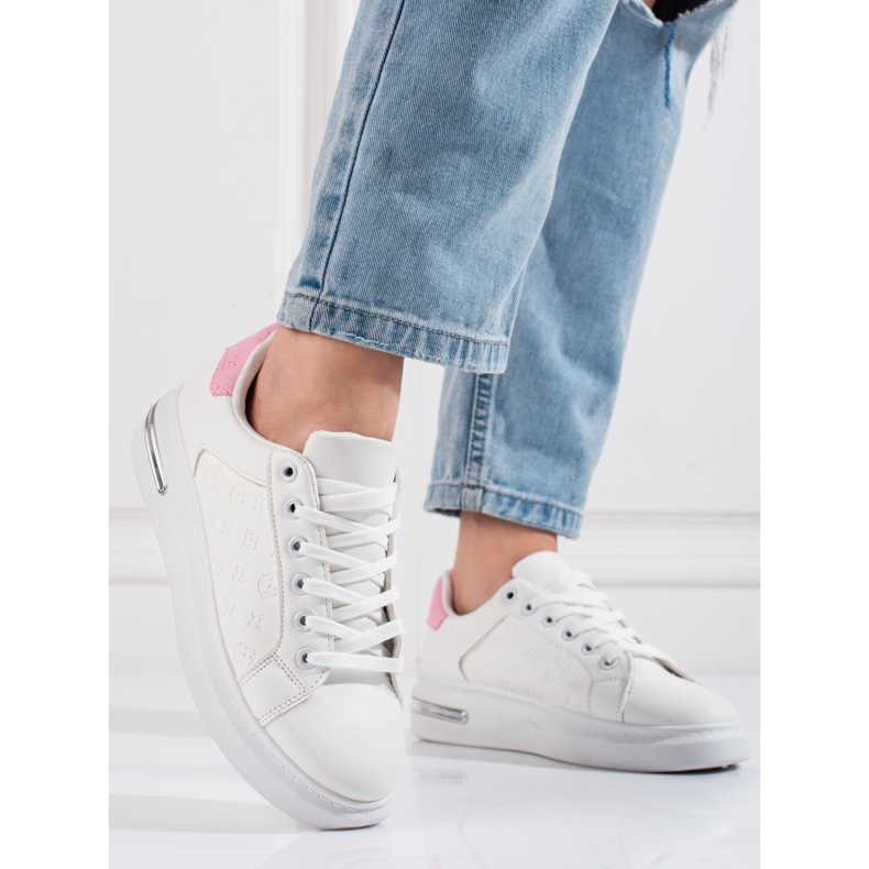 Chaussures de sport femme Shelovet blanches à motif 1