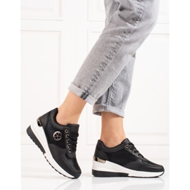 Baskets compensées femme Shelovet noires 2