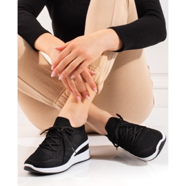 Chaussures de sport à semelle compensée Shelovet pour femmes noir 1