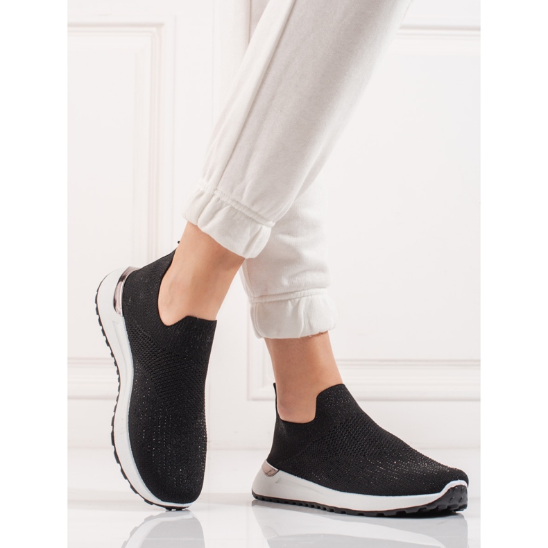 SHELOVET Chaussures de sport chaussettes pour femmes avec du noir 1