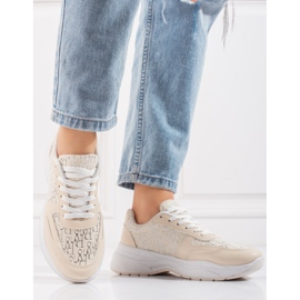 Chaussures de sport pour femmes Shelovet avec un motif beige brillant 1