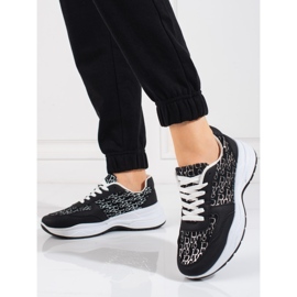 Chaussures de sport pour femmes Shelovet avec un motif noir brillant 1