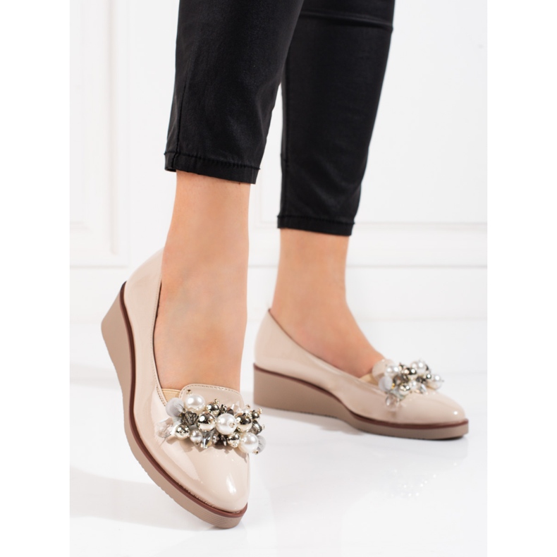 W. Potocki Escarpins femme Potocki à semelles compensées beiges 1