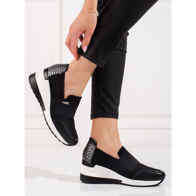 W. Potocki Espadrilles compensées femme Potocki noires le noir 2