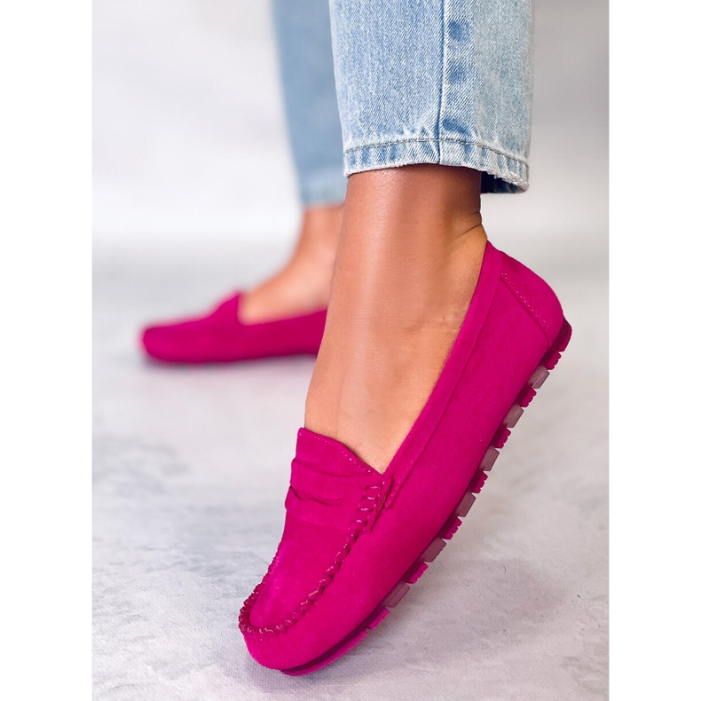 PA1 Mocassins femme en daim Anaya Fuchsia rose 1