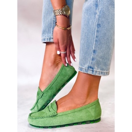 PA1 Anaya Mocassins femme en daim vert 3