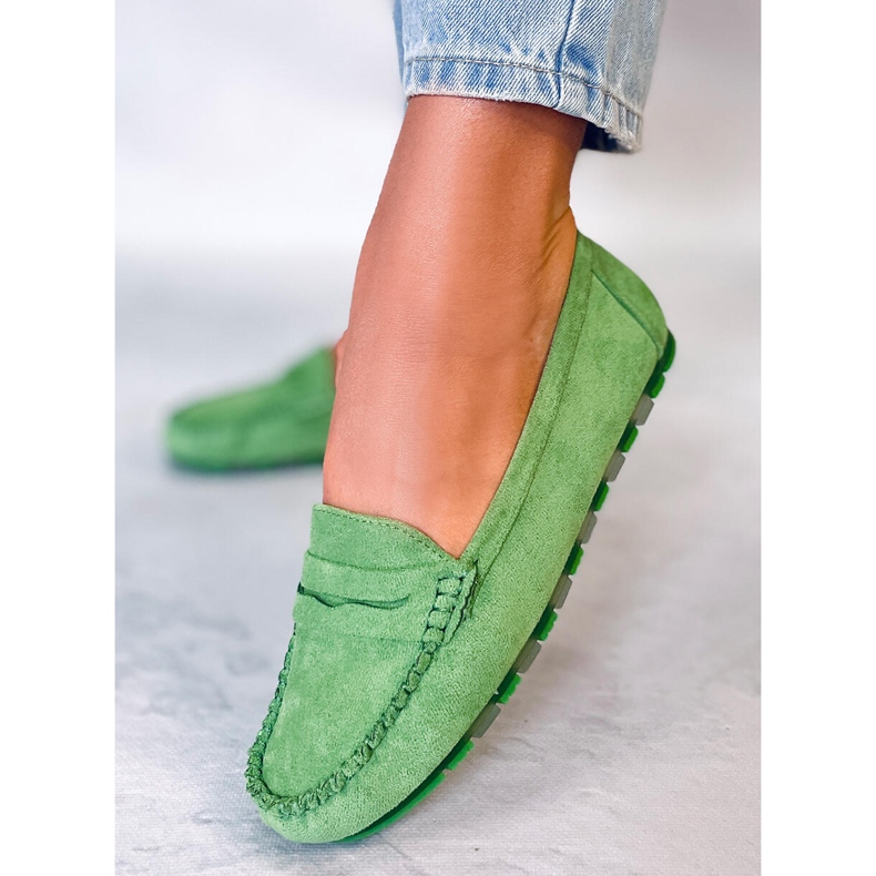PA1 Anaya Mocassins femme en daim vert 1