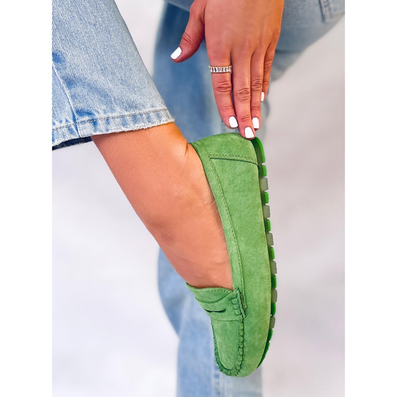 PA1 Anaya Mocassins femme en daim vert 2