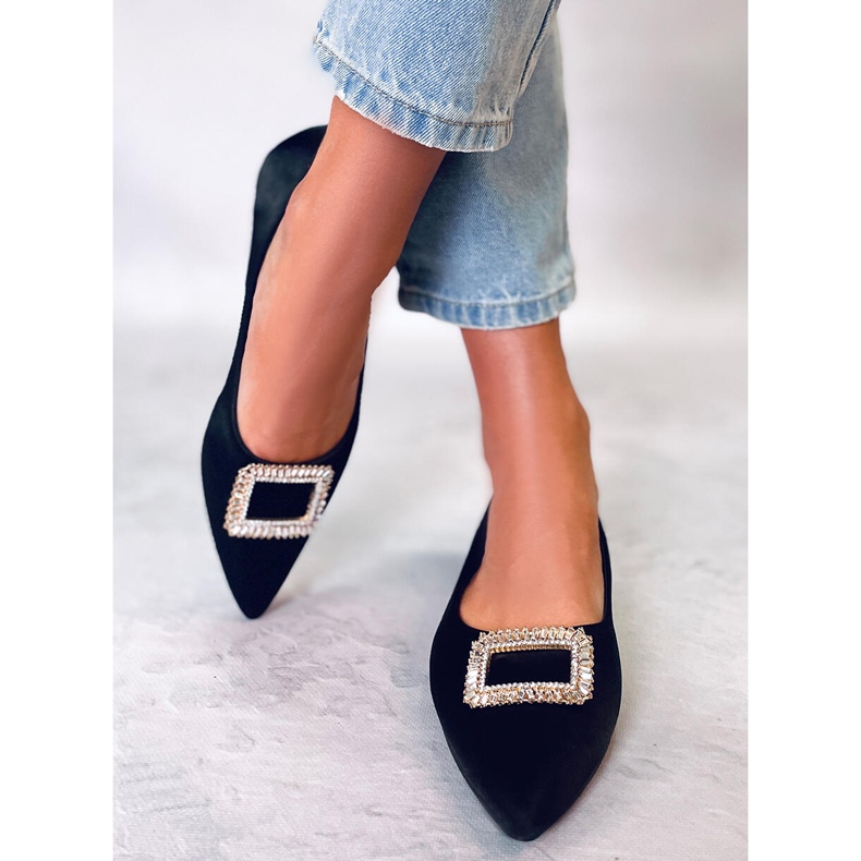 PA1 Ballerines élégantes avec pierres Lorella Black noir 2