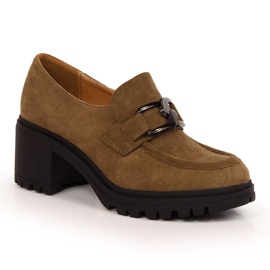 Talons hauts en daim marron avec une chaîne Vinceza 10921 brun 1