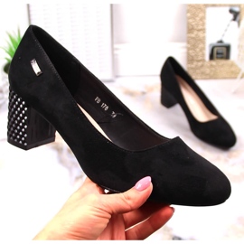 Escarpins en daim noir à talons décoratifs pour femmes Sergio Leone PB178 le noir 4