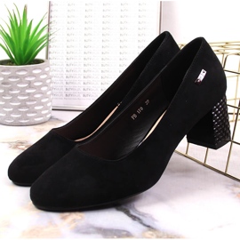 Escarpins en daim noir à talons décoratifs pour femmes Sergio Leone PB178 le noir 7